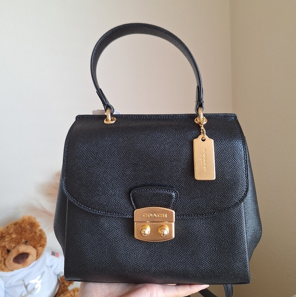 NWT Coach Small Crossgrain Leather Avary Crossbody Satchel F37830 Black - Picture 1 of 9